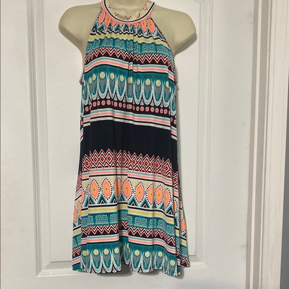 Vibrant Halter Dress with Geometric Patterns - Picture 1 of 6